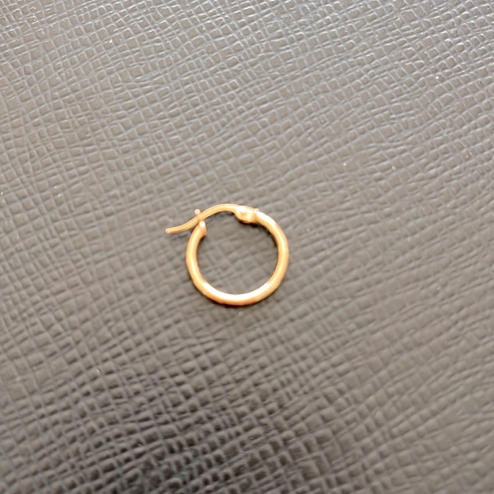 Gold Plated Sterling Silver Single Hoop Earring. 15mm Stamped 925